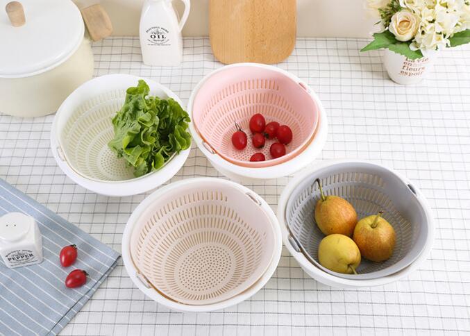 Double-Dish Sink Drain Basket Kitchen Panning
