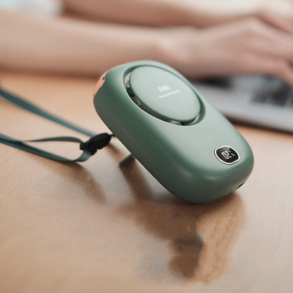 Lazy Leafless Hanging Neck Fan Digital Display Silent