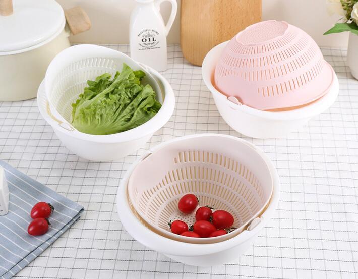 Double-Dish Sink Drain Basket Kitchen Panning
