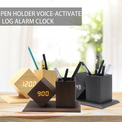 Wooden Pen Holder Desktop Multifunctional Electronic