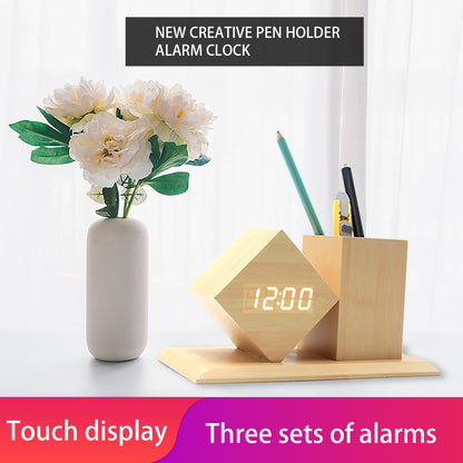 Wooden Pen Holder Desktop Multifunctional Electronic